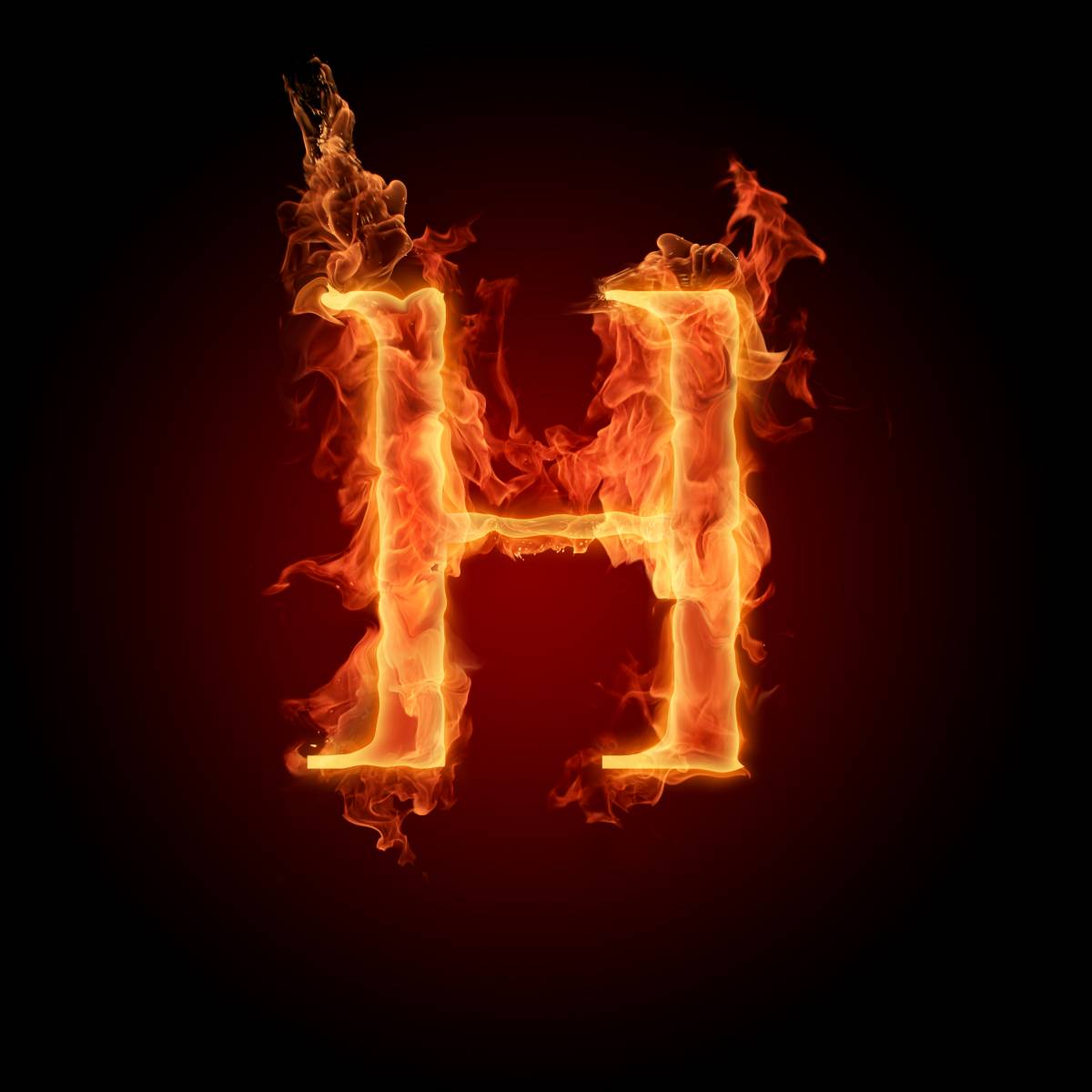 Буква H огненная HD фото картинки, обои рабочий стол