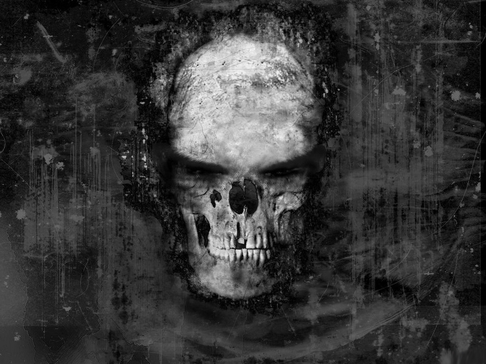 Страшный рисованный череп человека HD фото картинки, обои рабочий стол