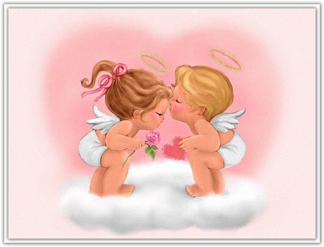 Мальчик и девочка ангелы, любовь HD фото картинки, обои рабочий стол
