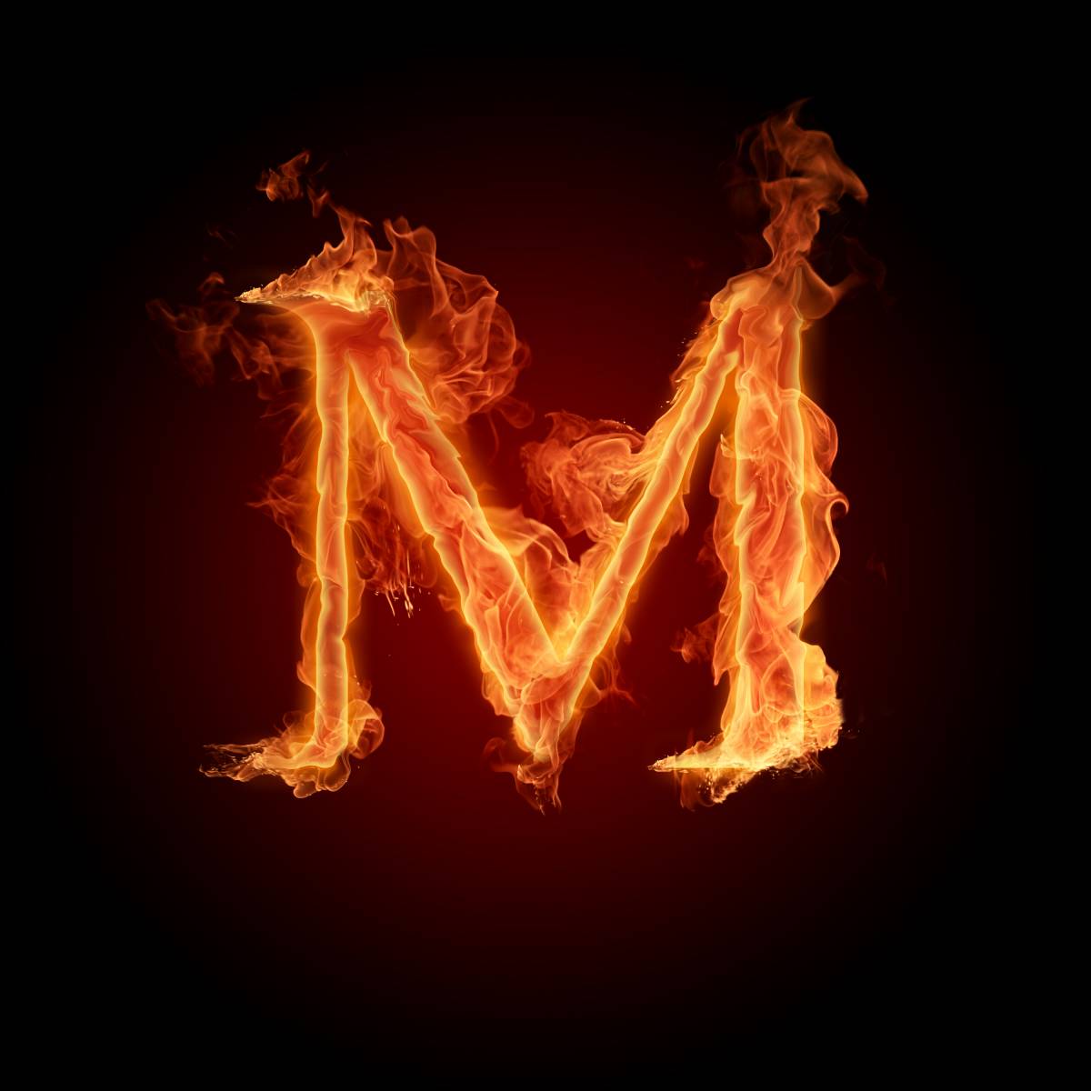 Буква M огненная HD фото картинки, обои рабочий стол