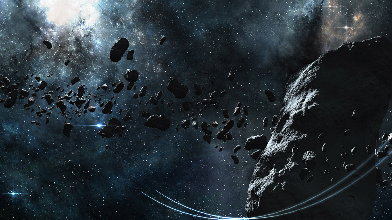 Космос - поток астероидов HD фото картинки, обои рабочий стол