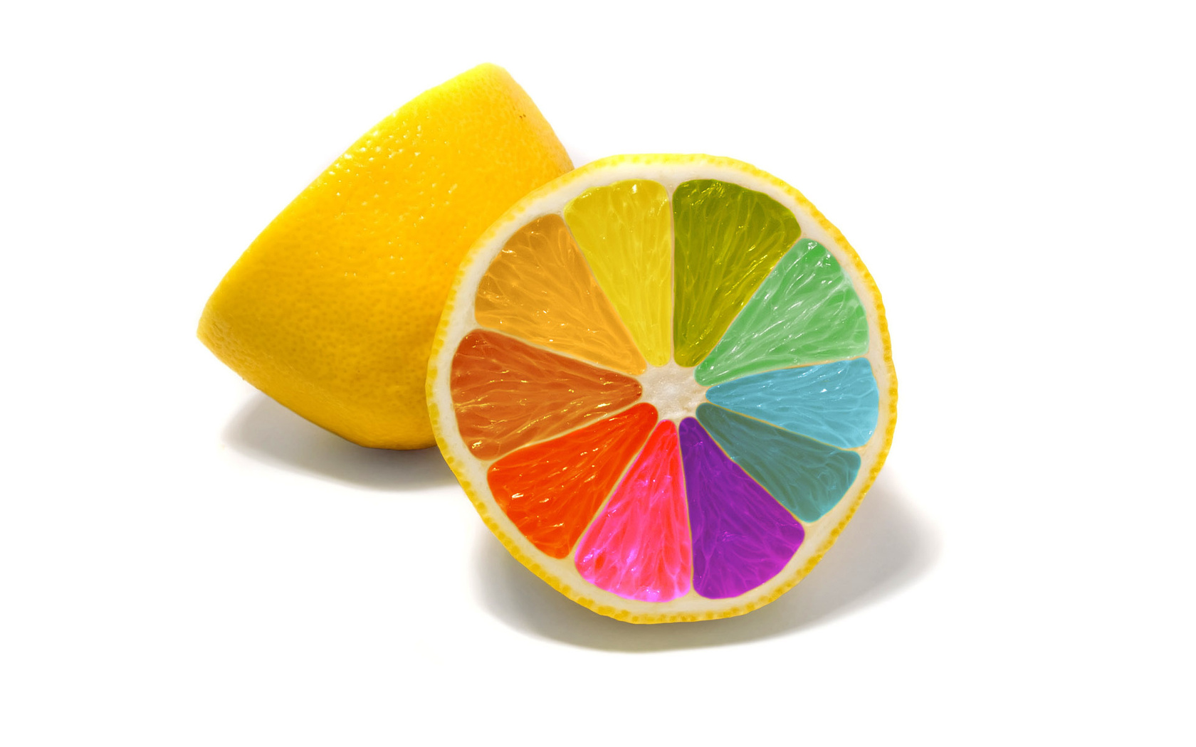 Разноцветный лимон, радуга Креативные с приколом картинки, обои рабочий стол