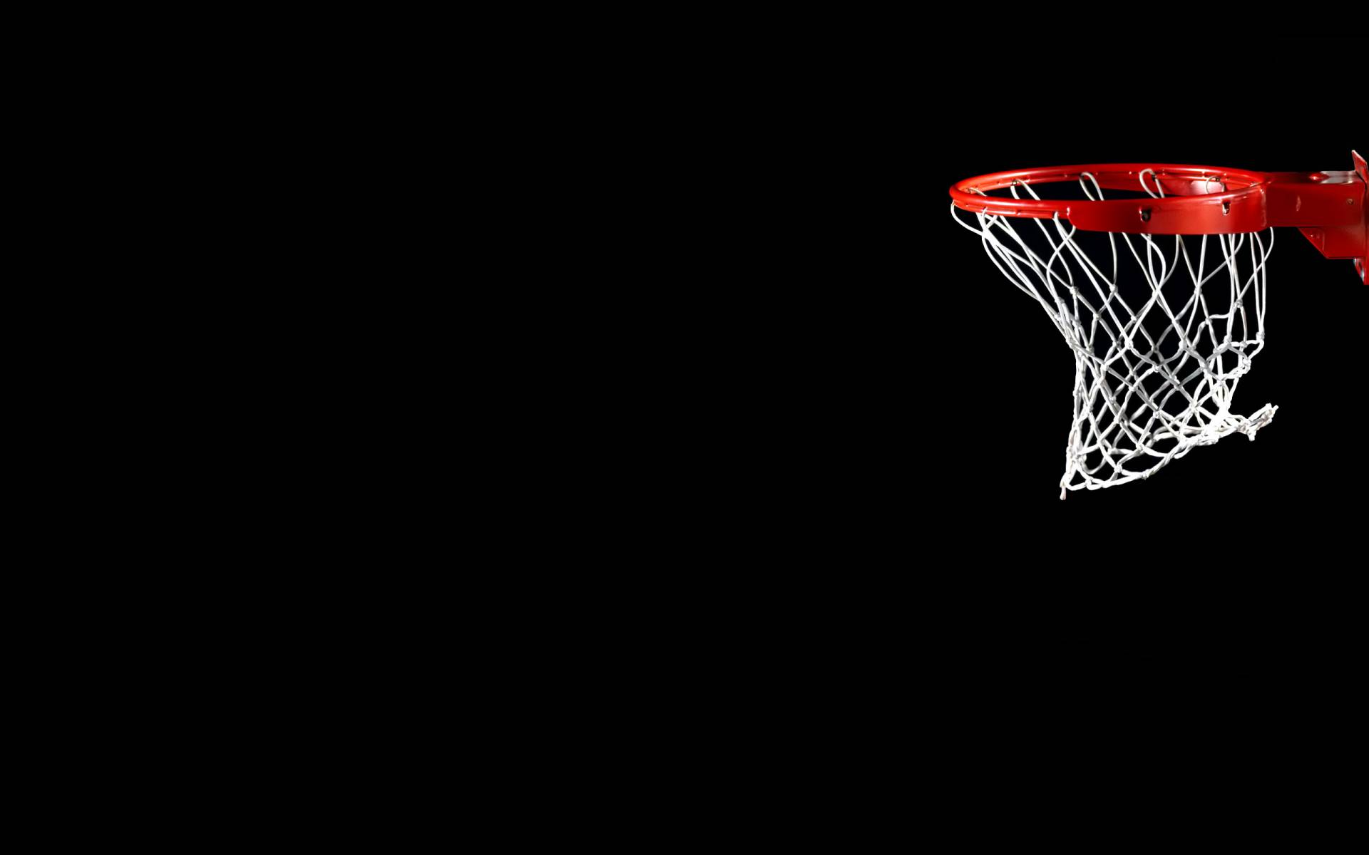 Баскетбольной кольцо с сеткой на черном фоне Спорт картинки, обои рабочий стол