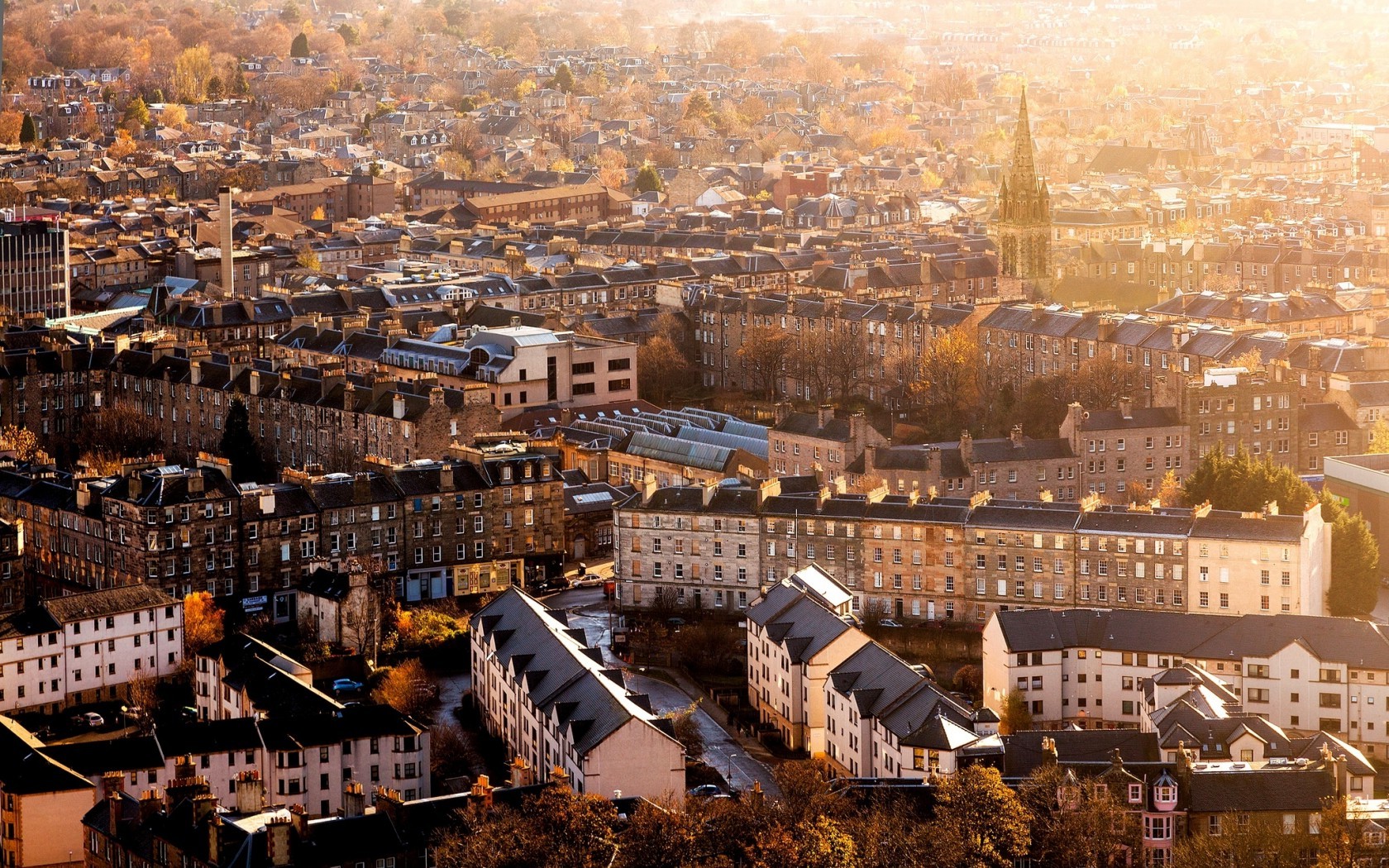панорама, город, Шотландия, Эдинбург, утро, здания Города картинки, обои рабочий стол