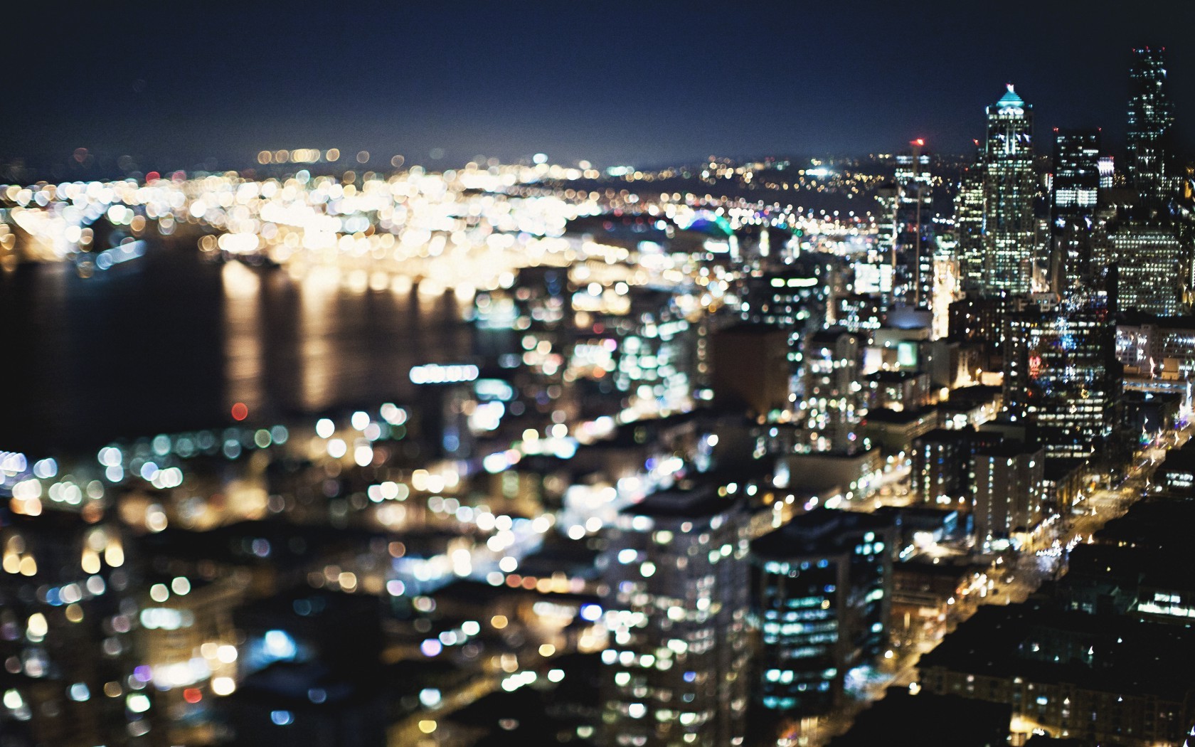 город, Сиэтл, здания, США, огни, ночь Города картинки, обои рабочий стол