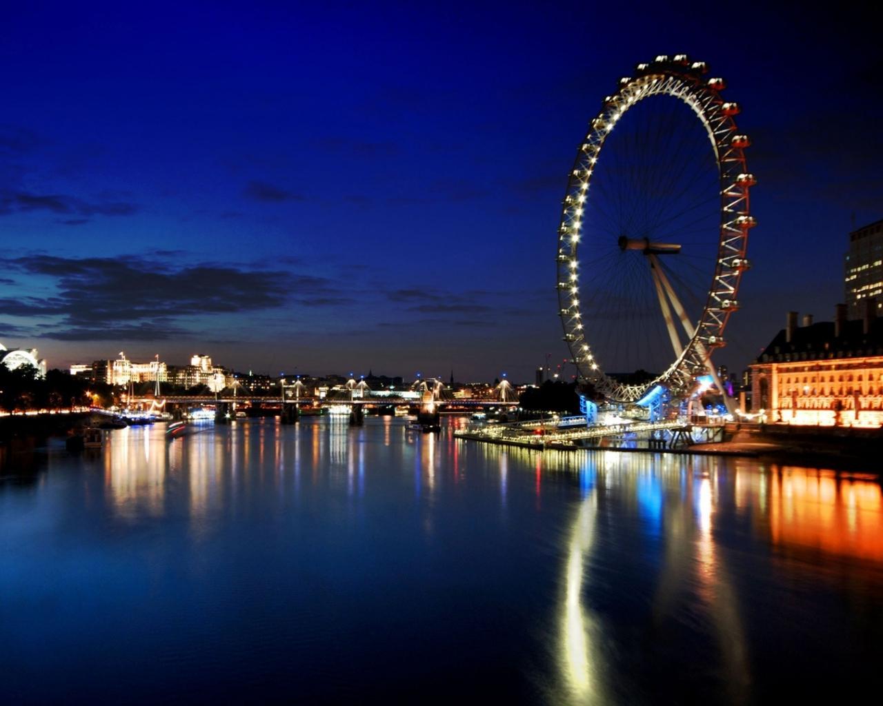 Лондон, колесо обозрения Города картинки, обои рабочий стол