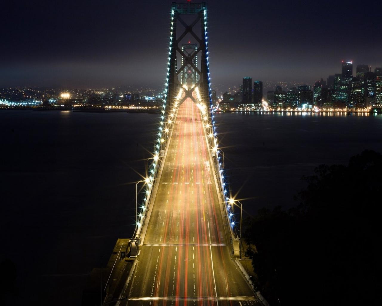 Красивый ночной мост Города картинки, обои рабочий стол