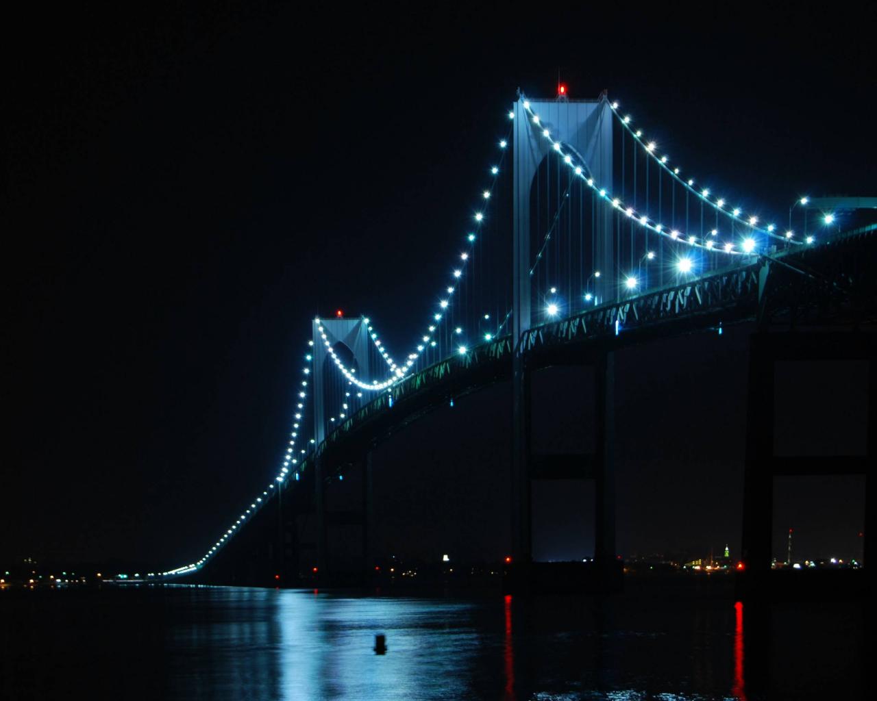Мост, ночь, огни Города картинки, обои рабочий стол
