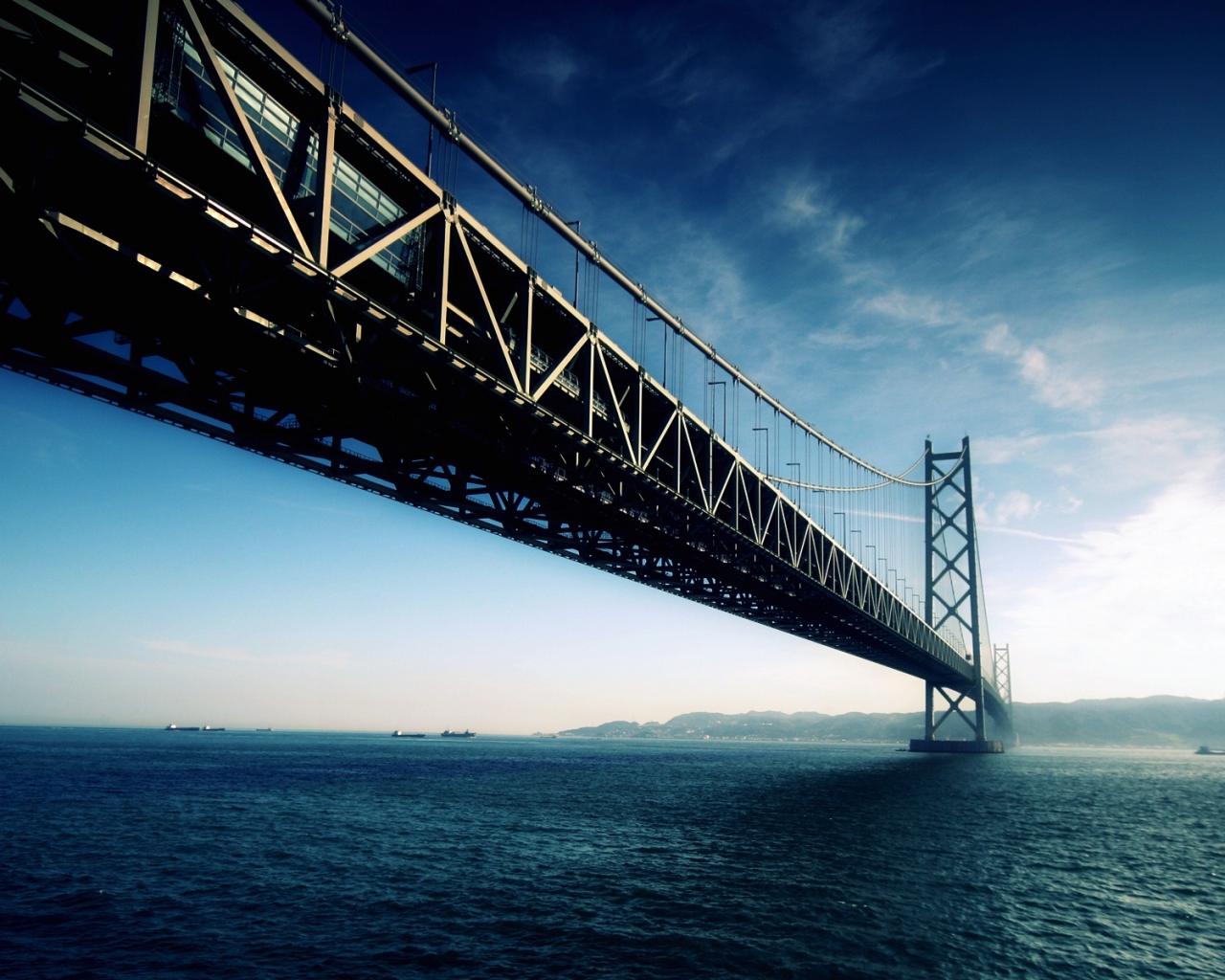 Мост Akashi Kaikyo в Японии Города картинки, обои рабочий стол