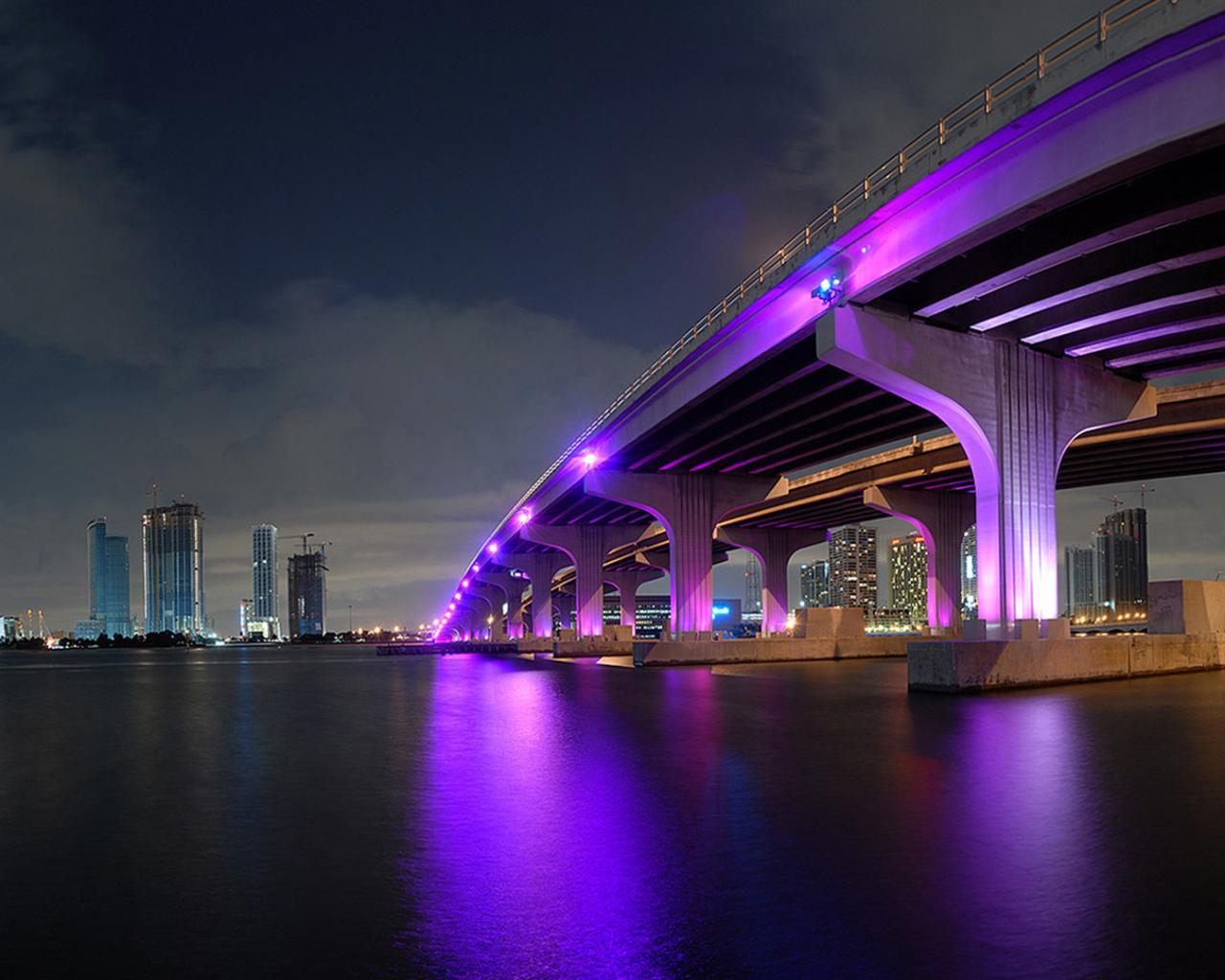 Майами, сша, мост с подсветкой Города картинки, обои рабочий стол