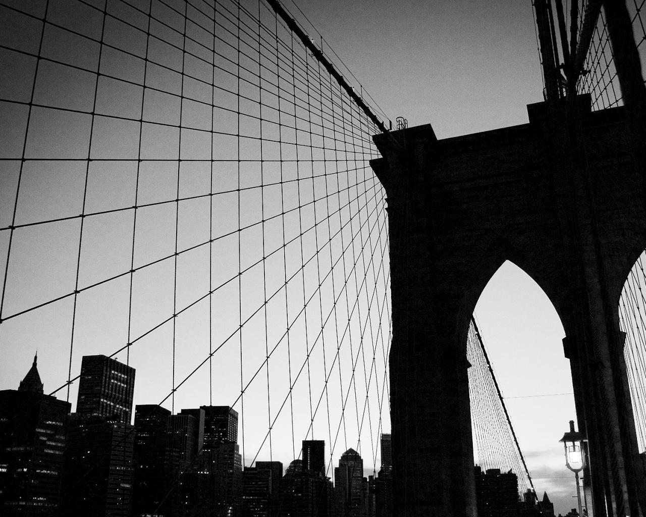 Мост, сетка, арка, черно-белая, нью-йорк Города картинки, обои рабочий стол