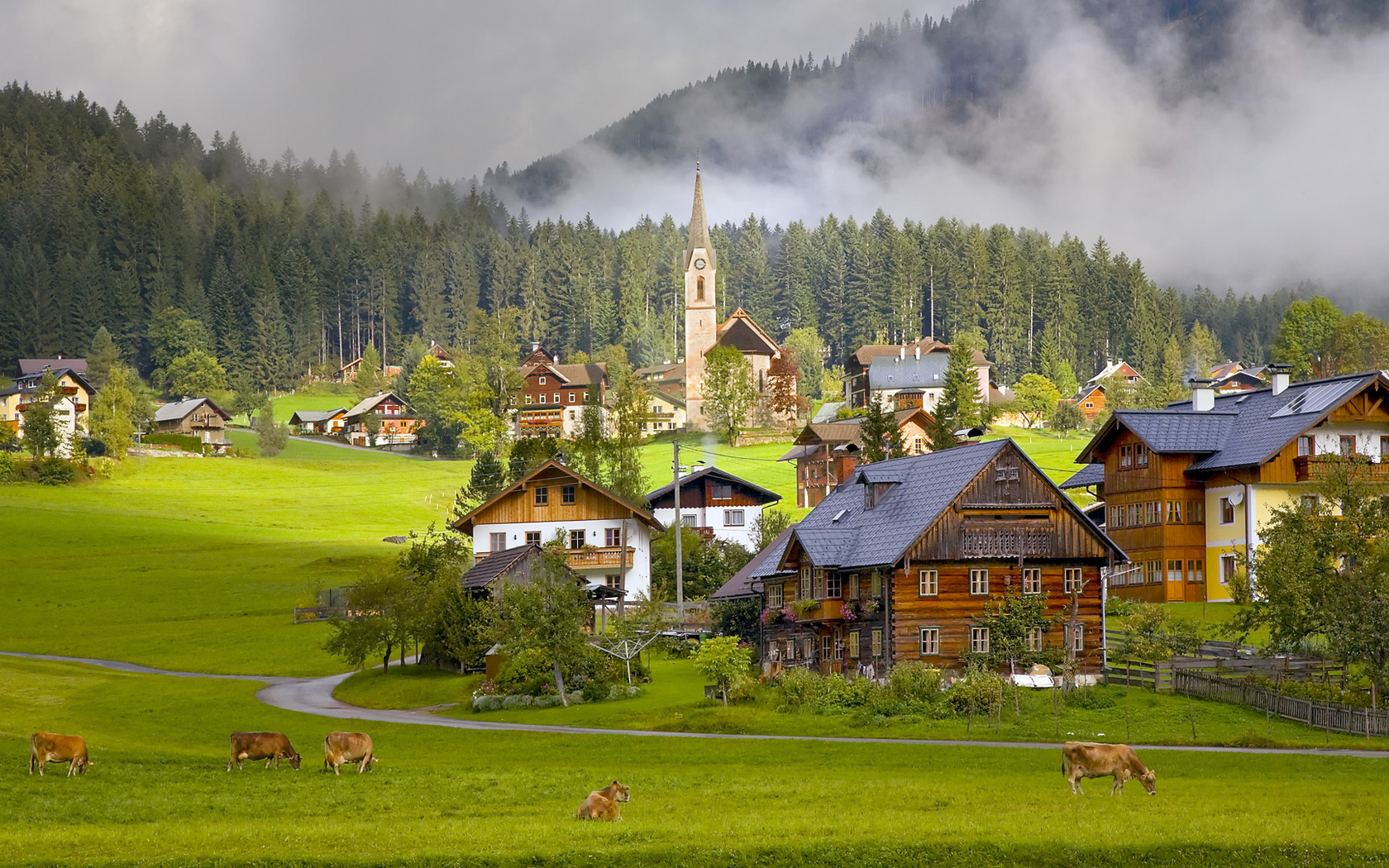 австрия, деревня, дома, austria HD фото картинки, обои рабочий стол