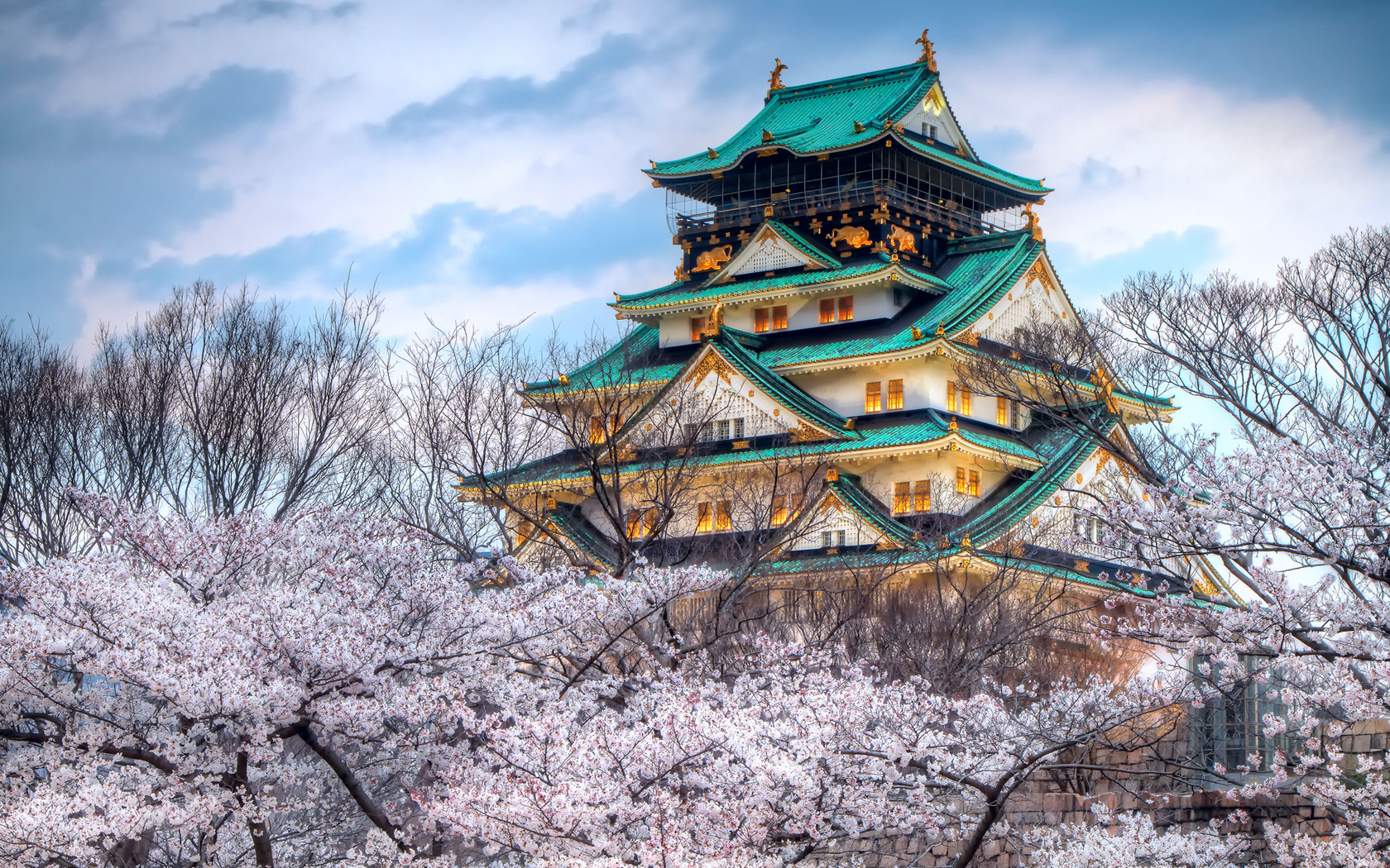 япония, город, весна, храм HD фото картинки, обои рабочий стол
