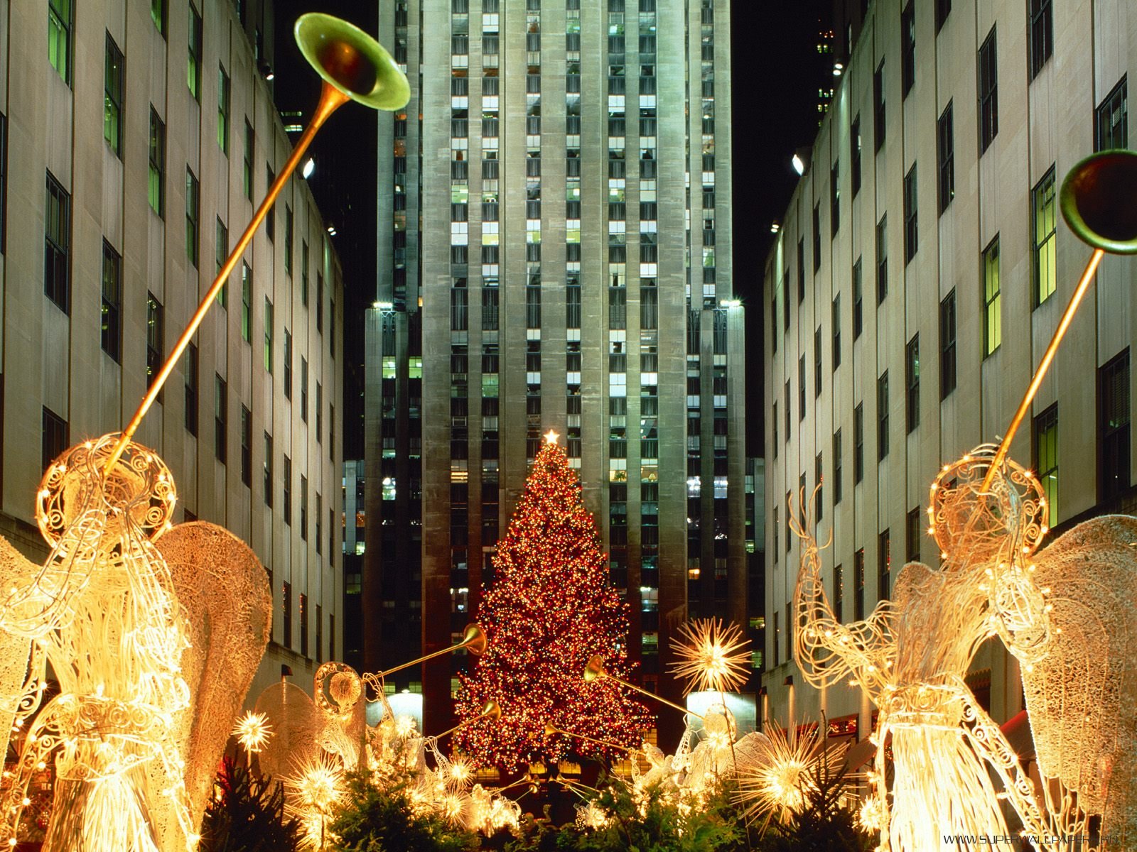 Рождество в Rockefeller Center, США HD фото картинки, обои рабочий стол