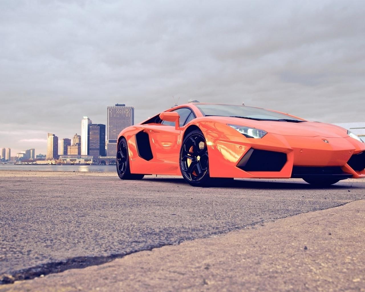 Lamborghini, aventador, оранжевая, автомобили Автомобили картинки, обои рабочий стол