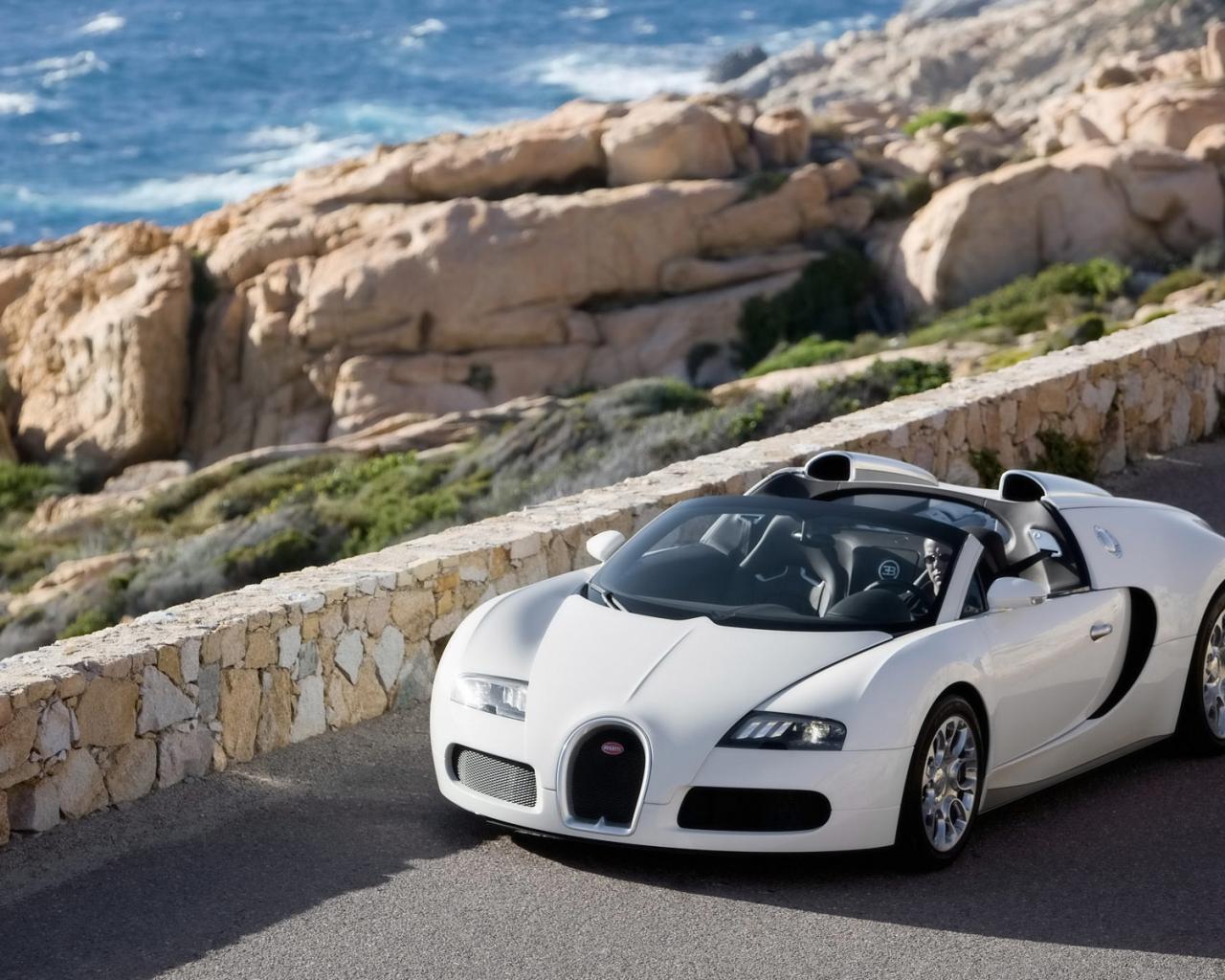 Bugatti Veyron у моря Автомобили картинки, обои рабочий стол