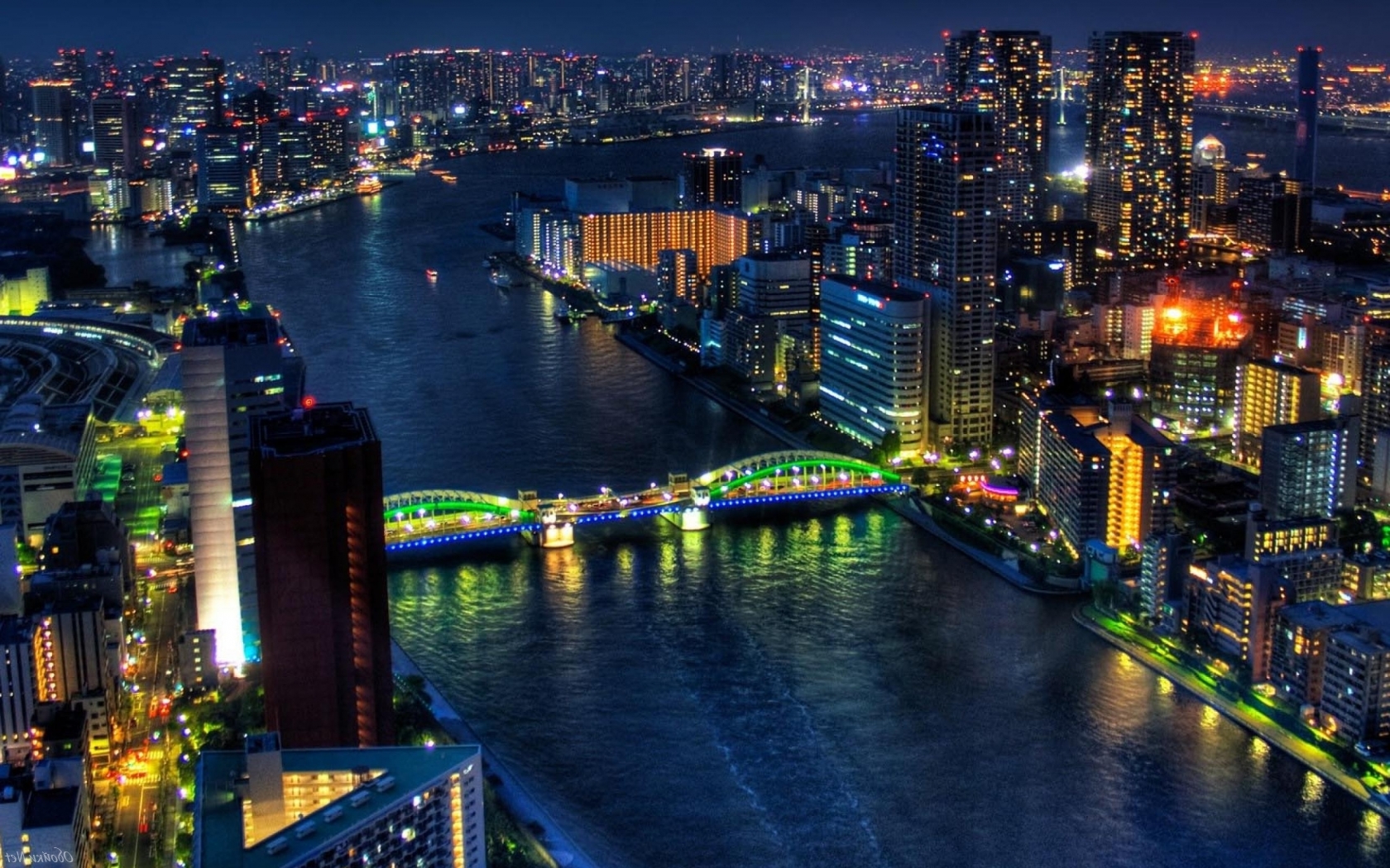 Город ночью с высоты Города картинки, обои рабочий стол