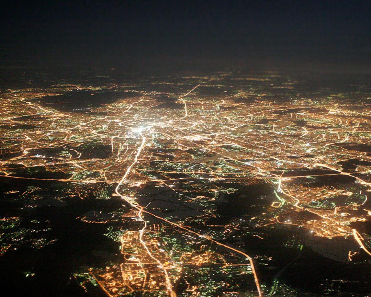 Ночь, Москва со спутника Города картинки, обои рабочий стол