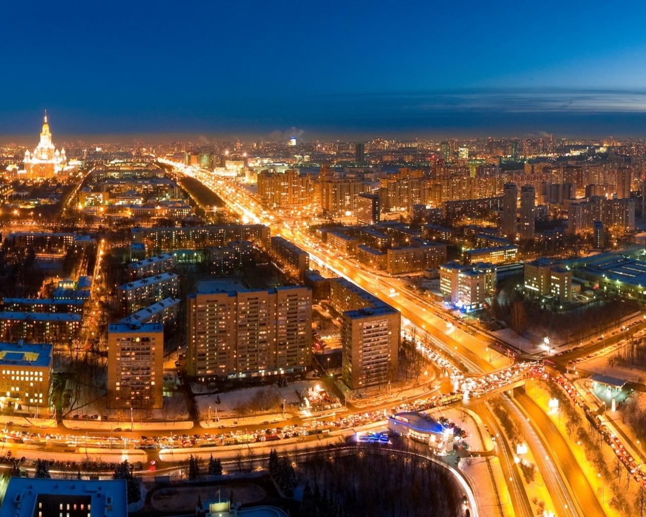Москва ночные огни Города картинки, обои рабочий стол