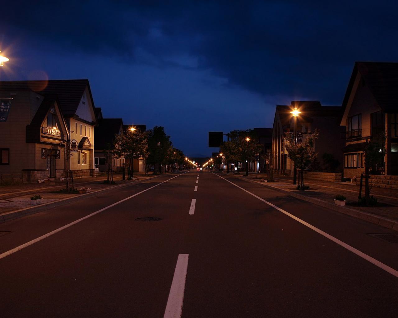 Night, suburbia, street Города картинки, обои рабочий стол