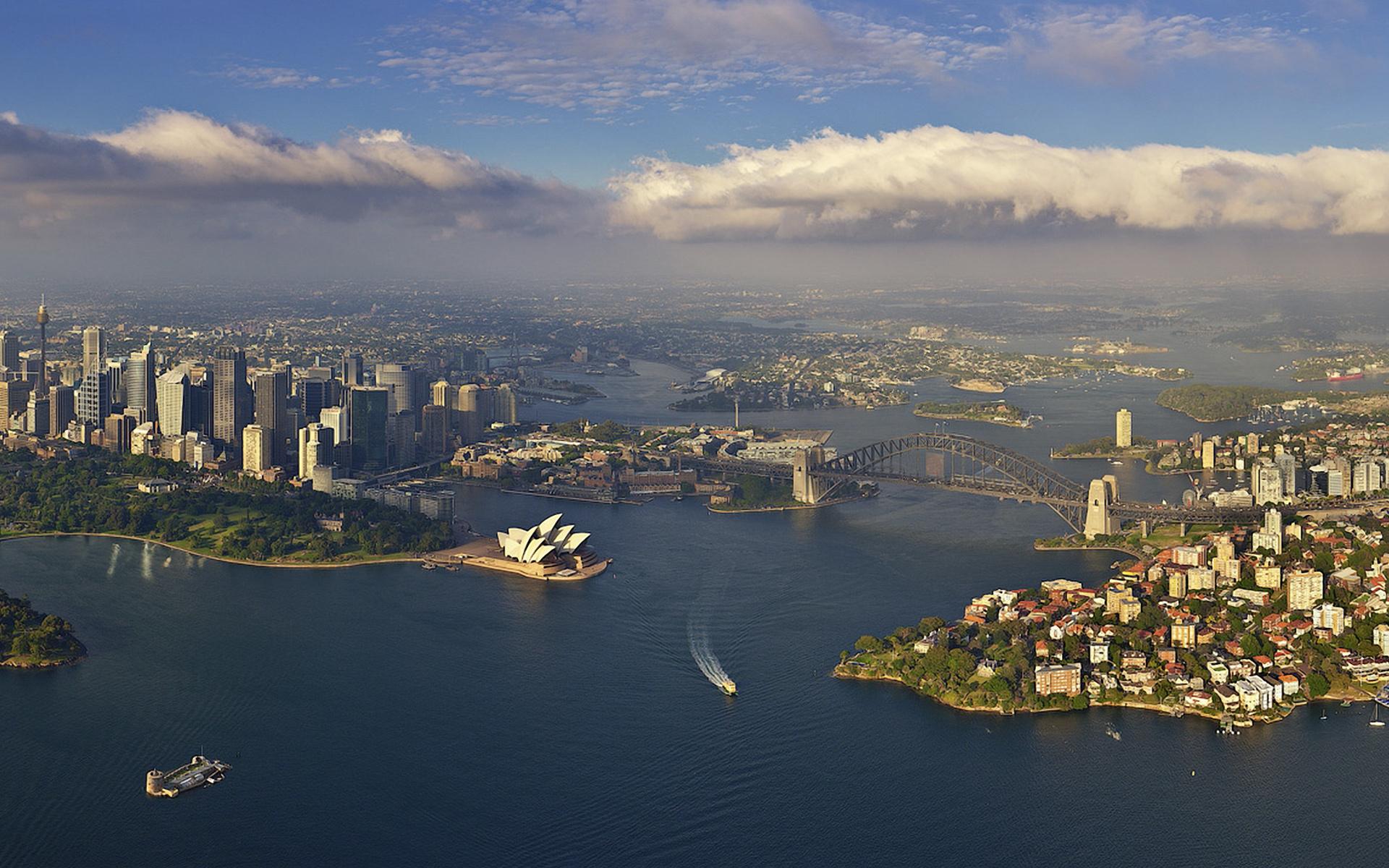 Город, Сидней, Австралия, корабль, опера Города картинки, обои рабочий стол