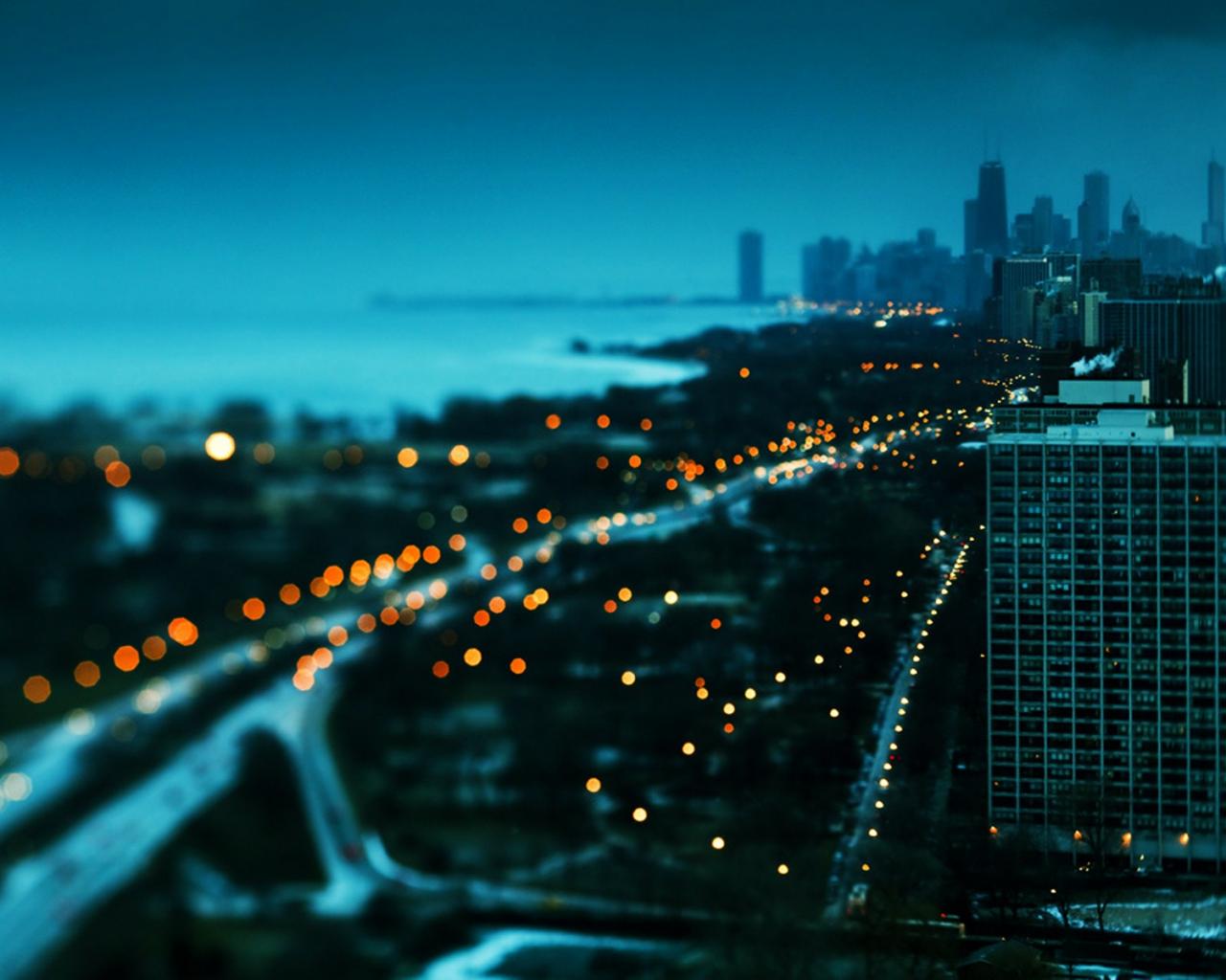 Миниатюра сумеречного города на побережье океана Города картинки, обои рабочий стол