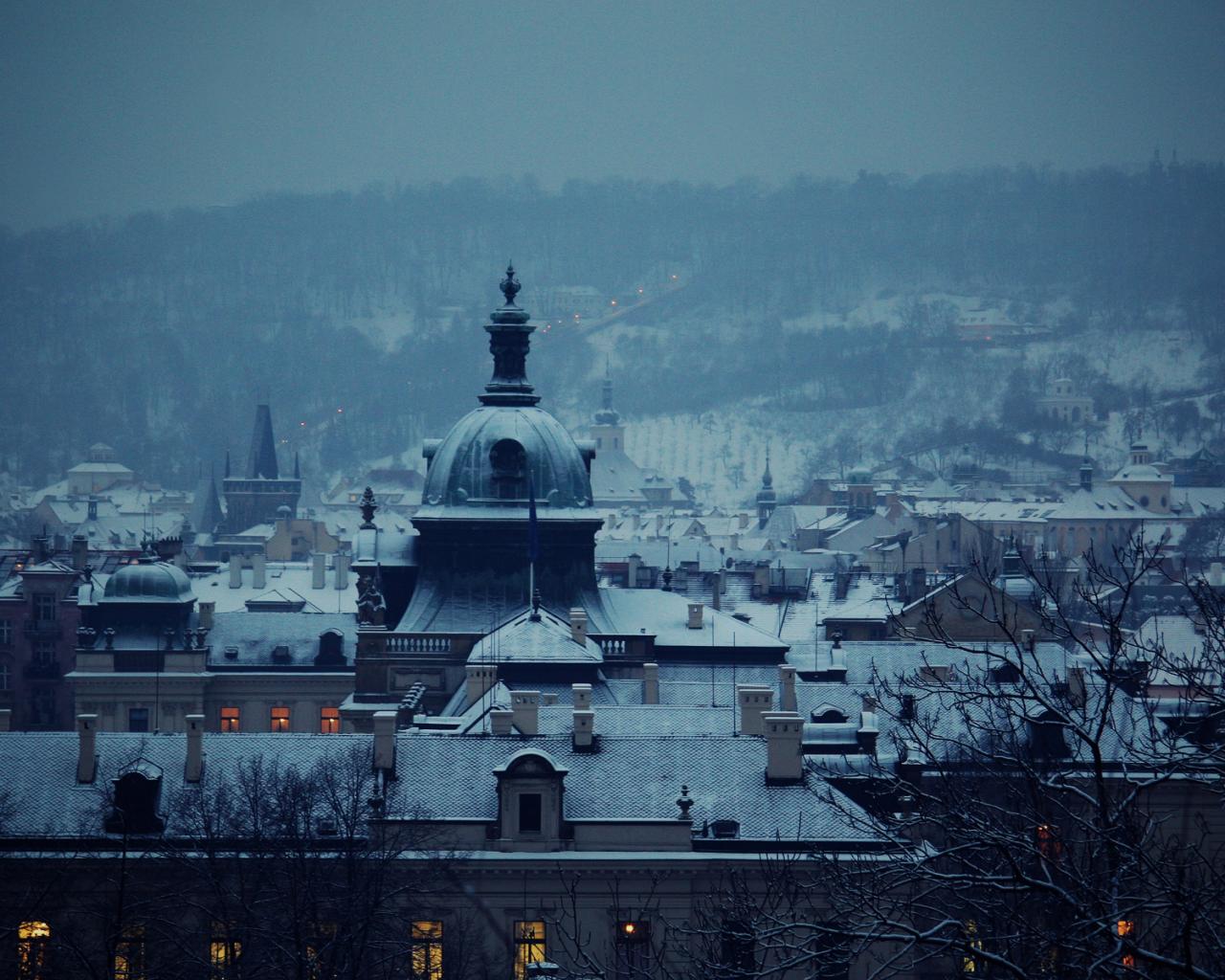 Город, зима, синий Города картинки, обои рабочий стол