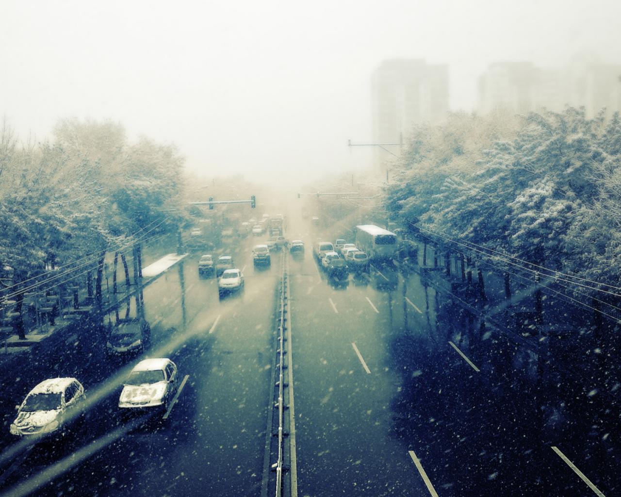 Снег, дорога, стихия, холод, зима, машины Города картинки, обои рабочий стол