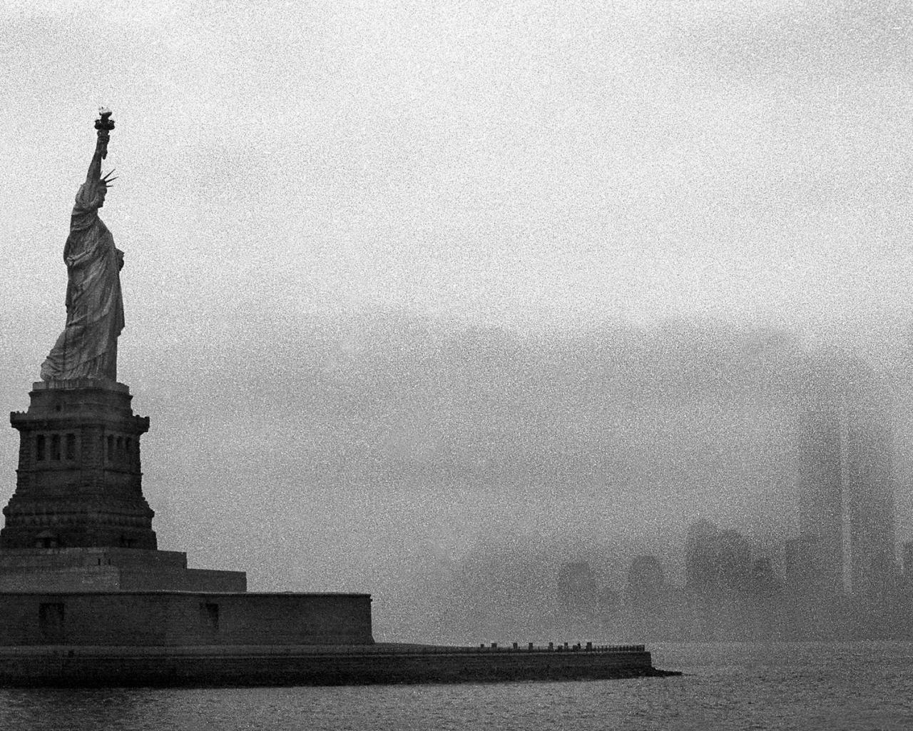 Статуя свободы, нью-йорк, море, дома, небоскребы Города картинки, обои рабочий стол