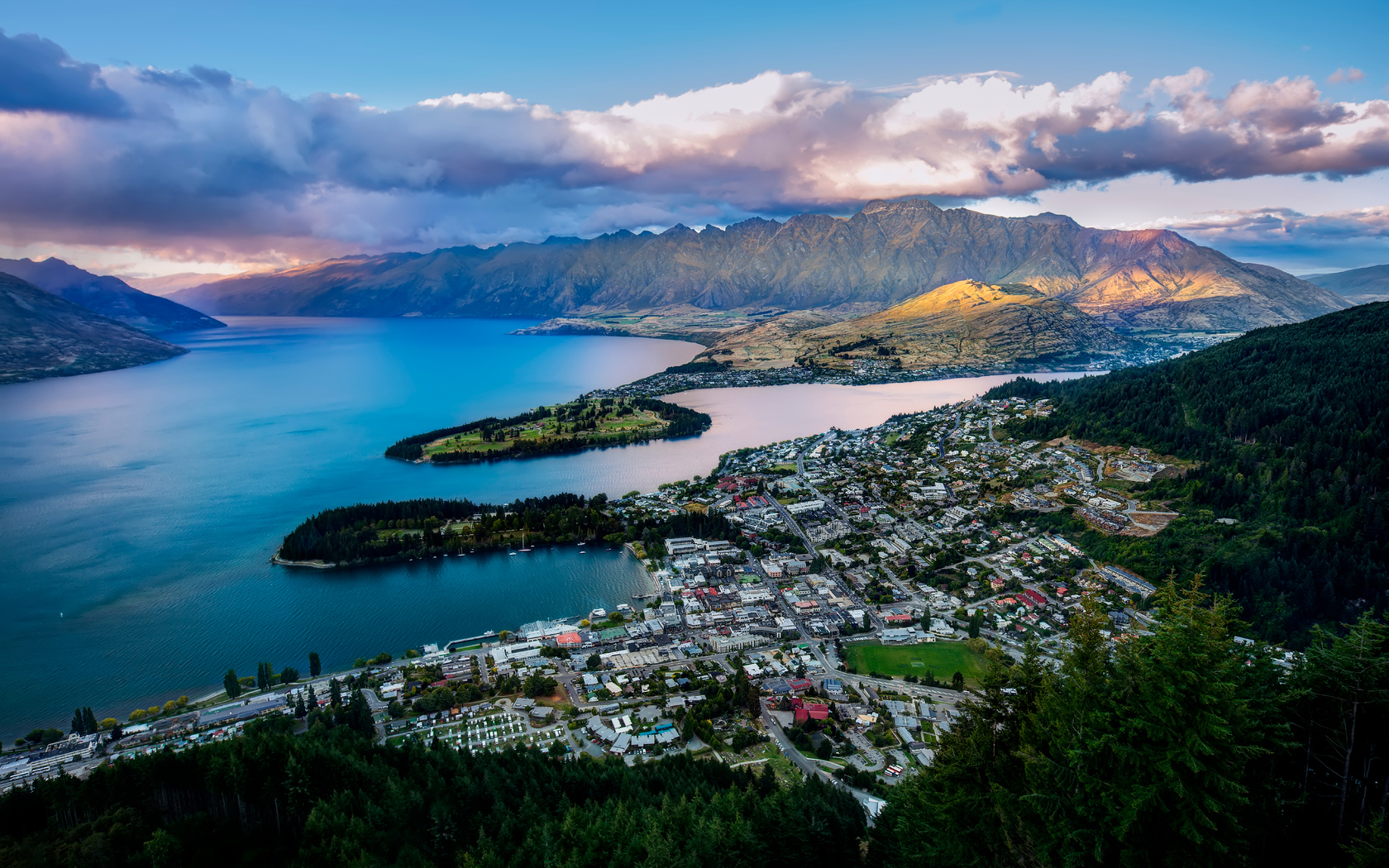 queenstown, from the air, new zealand Города картинки, обои рабочий стол